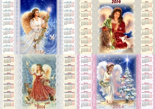 Календарі на 2014 рік - Ангели Різдва psd