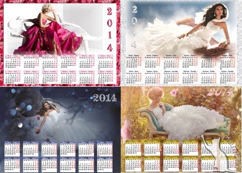 Календарі на 2014 рік - Казкові красуні psd