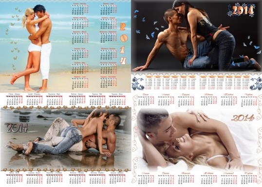 Календарі на 2014 рік - Закохані psd