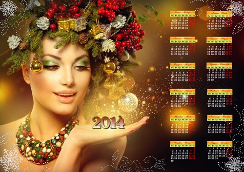 Календар на 2014 рік - Новорічний psd